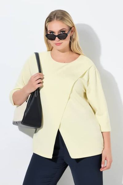 Veliki brojevi Majica 3/4 rukava asimetričnog kroja moda za punije