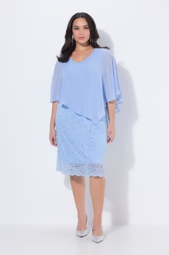 Plus size veliki brojevi Haljina svečana čipkana s dodatkom tila za punije