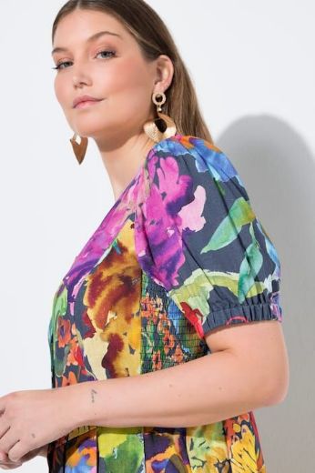 Plus size veliki brojevi Haljina maxi kratkih rukava okruglog ovratnika za punije