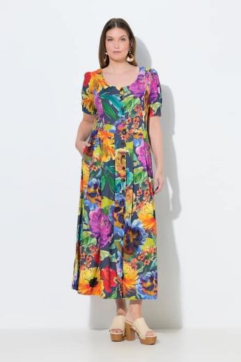 Plus size veliki brojevi Haljina maxi kratkih rukava okruglog ovratnika za punije