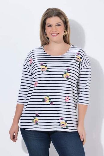 Plus size veliki brojevi Majica 3/4 rukava okruglog ovratnika za punije