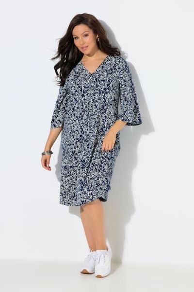 Veliki brojevi Haljina midi 3/4 rukava moda za punije