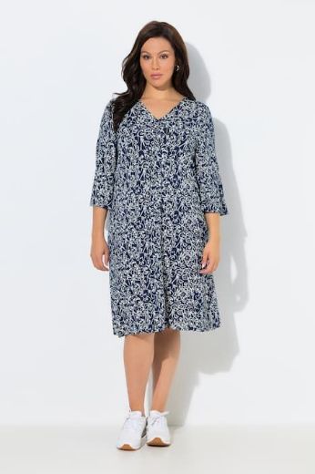 Plus size veliki brojevi Haljina midi 3/4 rukava za punije