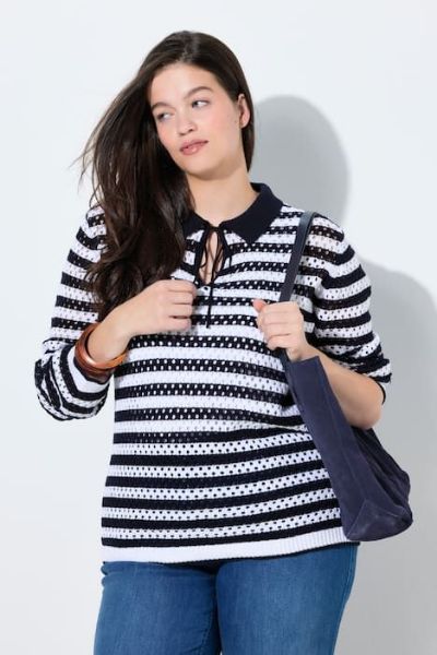 Veliki brojevi Pulover dugih rukava na pruge moda za punije