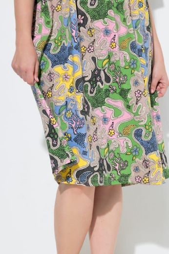 Plus size veliki brojevi Haljina midi kratkih rukava za punije