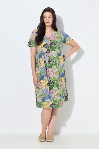 Plus size veliki brojevi Haljina midi kratkih rukava za punije