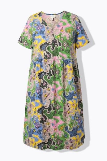 Plus size veliki brojevi Haljina midi kratkih rukava za punije