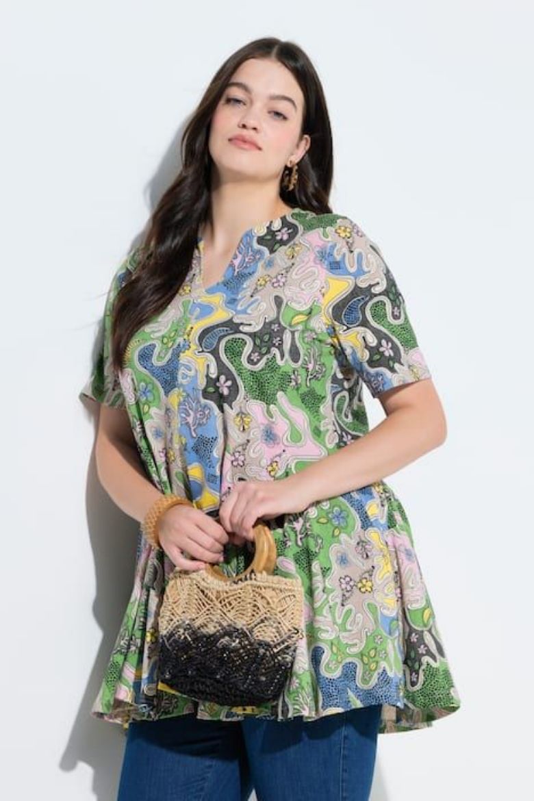 Plus size veliki brojevi Tunika kratkih rukava A kroja za punije