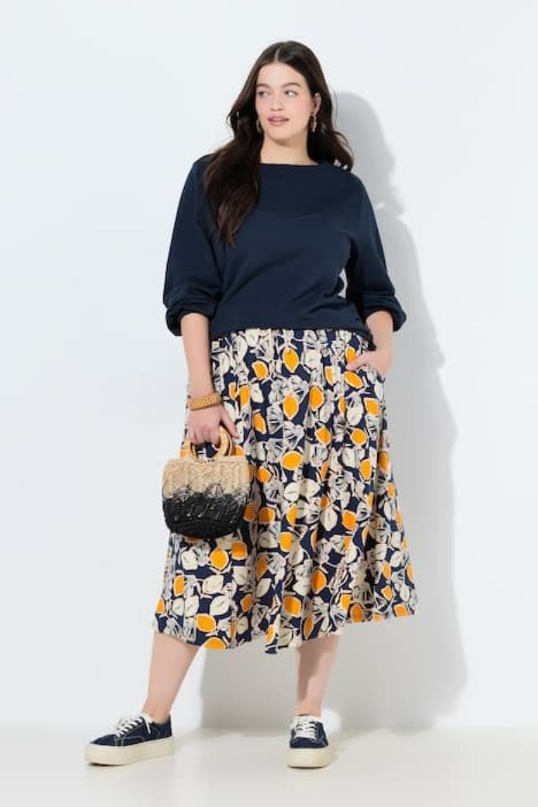 Plus size veliki brojevi Suknja midi elastičnog struka za punije