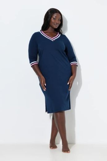 Plus size veliki brojevi Spavaćica s V izrezom na pruge za punije