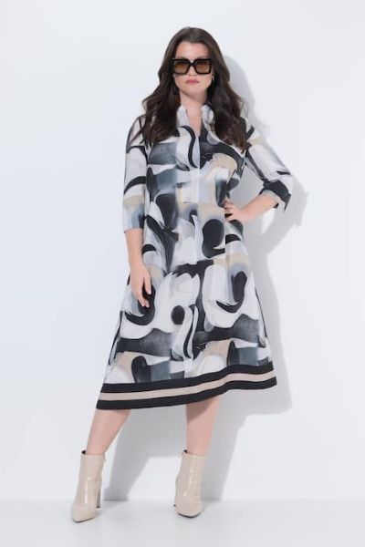 Veliki brojevi Haljina midi 3/4 rukava moda za punije