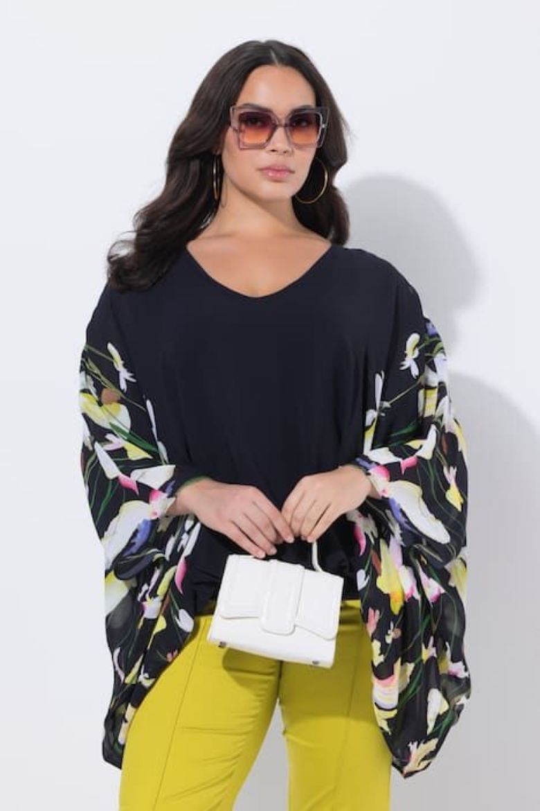Plus size veliki brojevi Bluza 3/4 rukava V ovratnika za punije