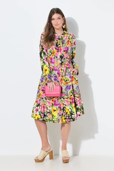 Veliki brojevi Haljina midi dugih rukava moda za punije