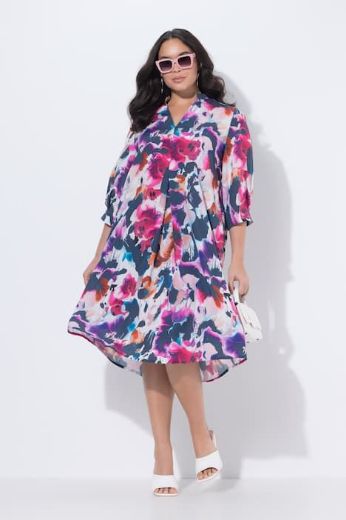 Plus size veliki brojevi Haljina midi 3/4 rukava za punije