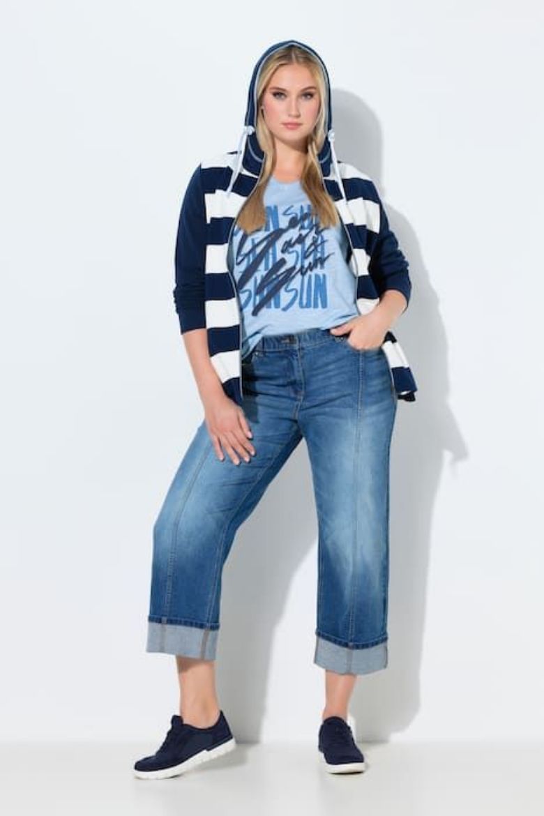 Plus size veliki brojevi Traperice širokih ravnih nogavica za punije