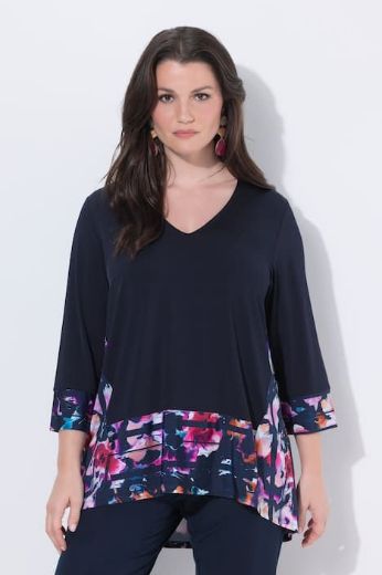 Plus size veliki brojevi Majica 3/4 rukava V ovratnika za punije