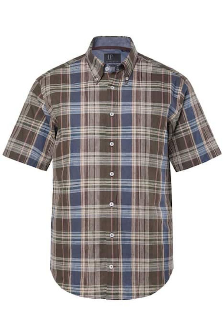 Plus size veliki brojevi Košulja kratkih rukava karirana lanena za punije