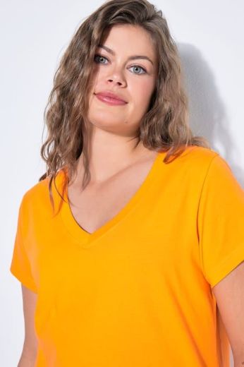 Plus size veliki brojevi Majica sa v izrezom i kratkih rukava za punije