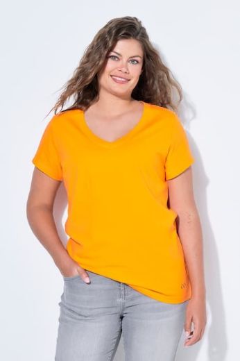 Plus size veliki brojevi Majica sa v izrezom i kratkih rukava za punije