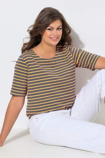 Plus size veliki brojevi Majica prugasta kratkih rukava za punije