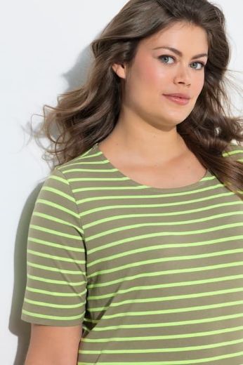 Plus size veliki brojevi Majica prugasta kratkih rukava za punije