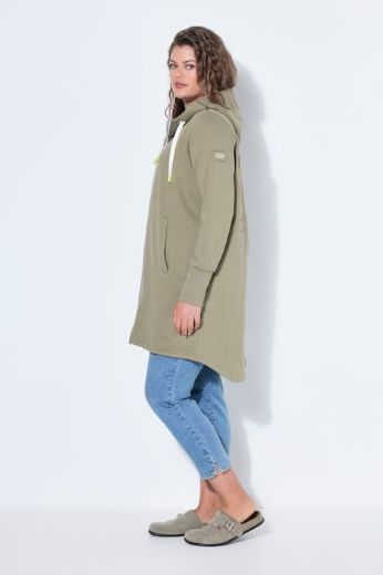 Plus size veliki brojevi Majica dugih rukava s patentnim zatvaračem i kapuljačom dužeg kroja za punije