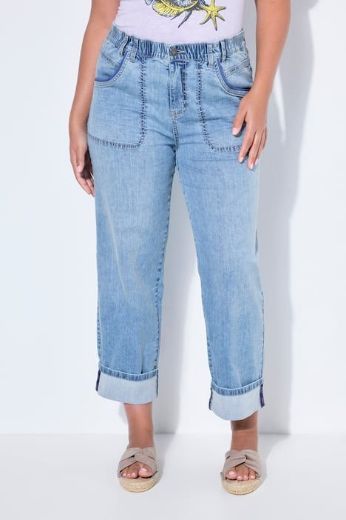 Plus size veliki brojevi Hlače dugih nogavica šireg kroja traper za punije