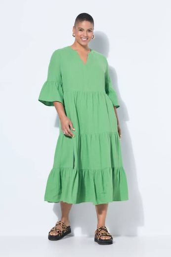 Plus size veliki brojevi Haljina 3/4 rukavi A kroja duži model za punije