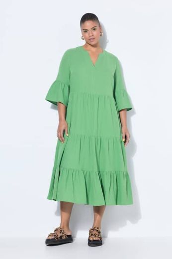 Plus size veliki brojevi Haljina 3/4 rukavi A kroja duži model za punije