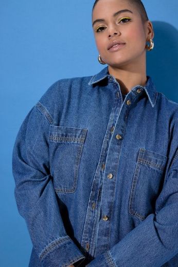 Plus size veliki brojevi Košilja traper šireg kroja za punije