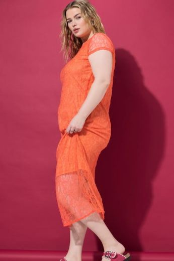 Plus size veliki brojevi Haljina maxi kratkih rukava s čipkastim detaljima za punije