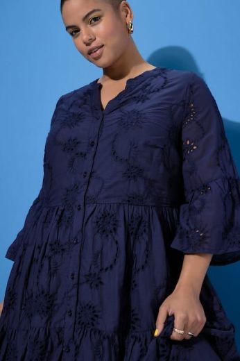 Plus size veliki brojevi Haljina maxi 3/4 rukava na volane za punije