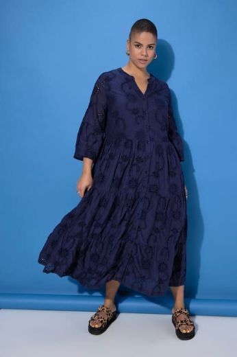 Plus size veliki brojevi Haljina maxi 3/4 rukava na volane za punije