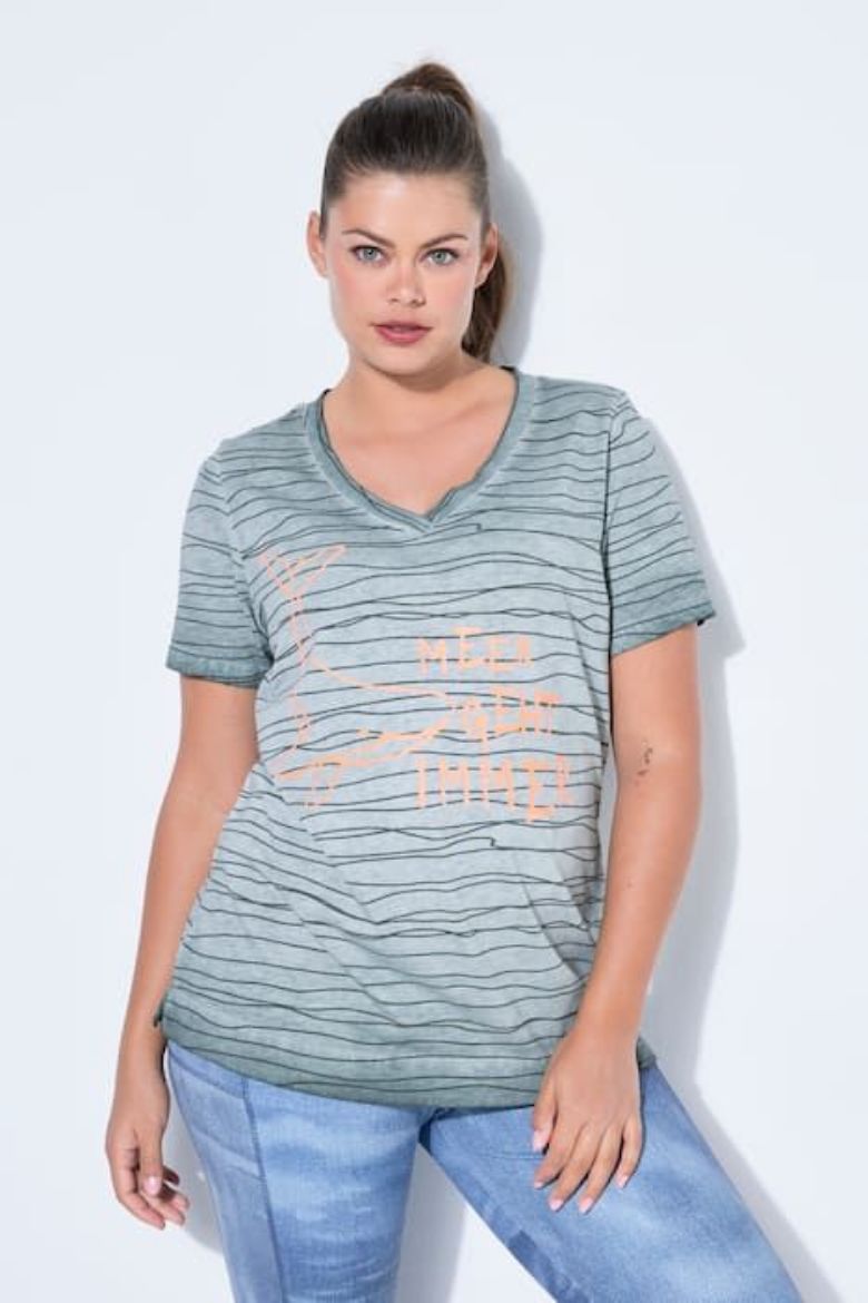 Plus size veliki brojevi Majica 1/2 rukava V izreza za punije