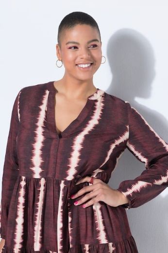 Plus size veliki brojevi Haljina midi  dugih rukava V izreza za punije