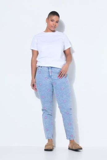 Plus size veliki brojevi Hlače traper dugih nogavica povišenog struka za punije