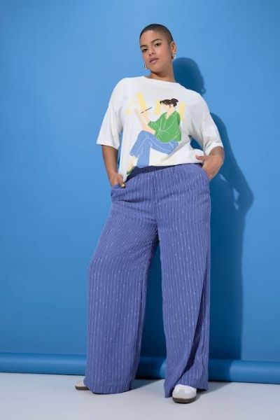 Veliki brojevi Hlače dugih nogavica šireg kroja na pruge moda za punije