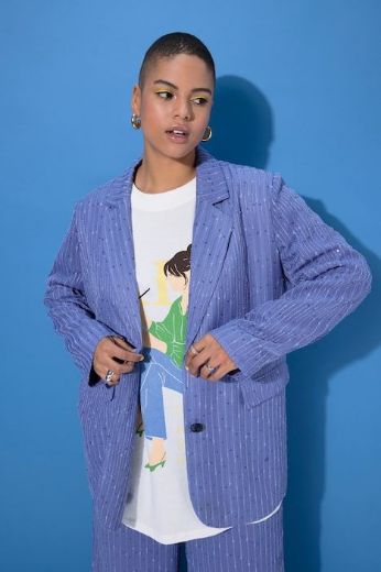 Plus size veliki brojevi Sako šireg kroja na pruge za punije