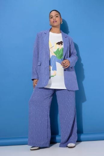 Plus size veliki brojevi Sako šireg kroja na pruge za punije