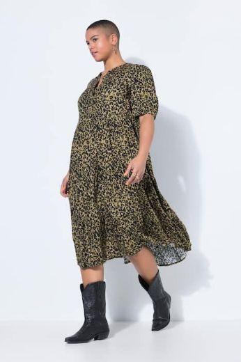 Plus size veliki brojevi Haljina midi kratkih rukava A kroja za punije