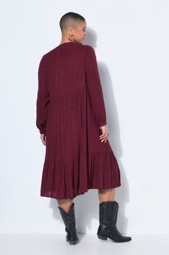 Plus size veliki brojevi Haljina midi dugih rukava A kroja za punije