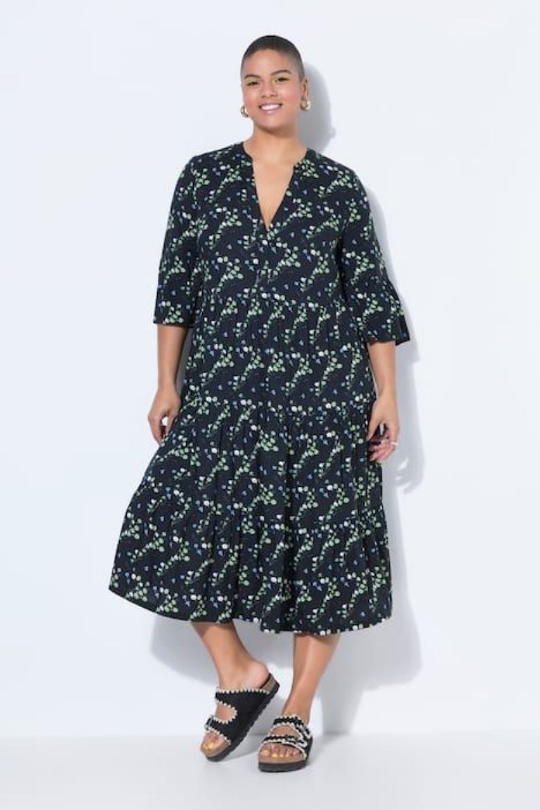 Plus size veliki brojevi Haljina dugih rukava A kroja za punije