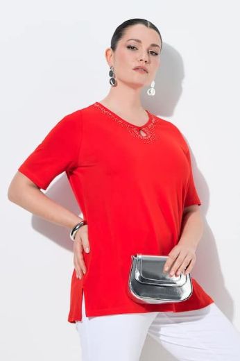 Plus size veliki brojevi Majica kratkih rukava V izreza pamučna za punije