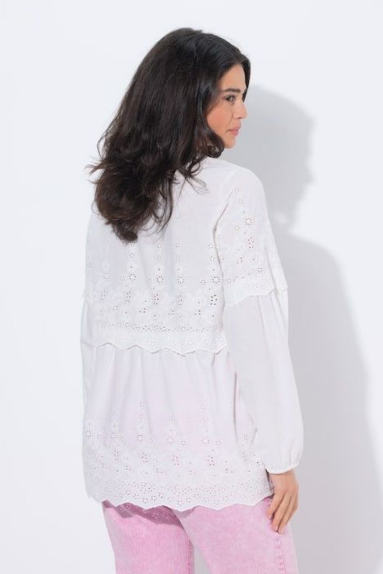 Plus size veliki brojevi Bluza dugih rukava s uzorkom čipke za punije