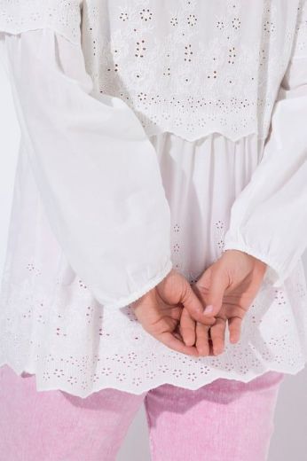 Plus size veliki brojevi Bluza dugih rukava s uzorkom čipke za punije