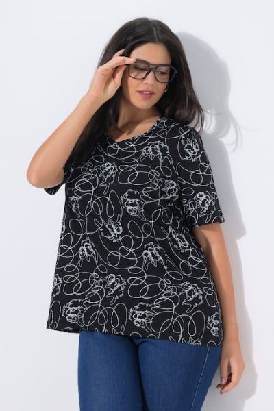 Veliki brojevi Majica kratkih rukava V izreza moda za punije