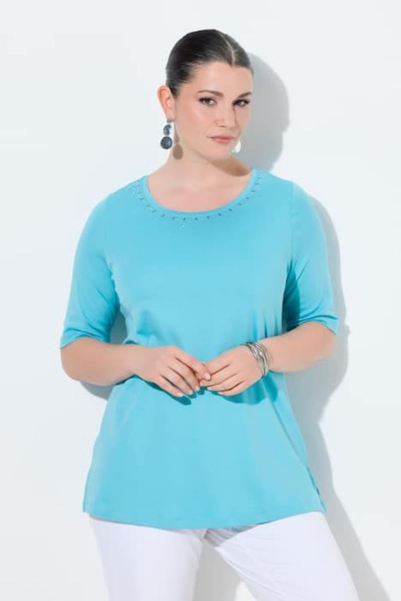 Plus size veliki brojevi Majica kratkih rukava s ukrasima pamučna za punije