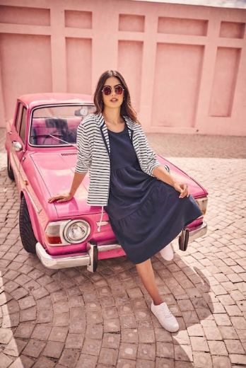 Plus size veliki brojevi Haljina kratkih rukava okruglog izreza za punije