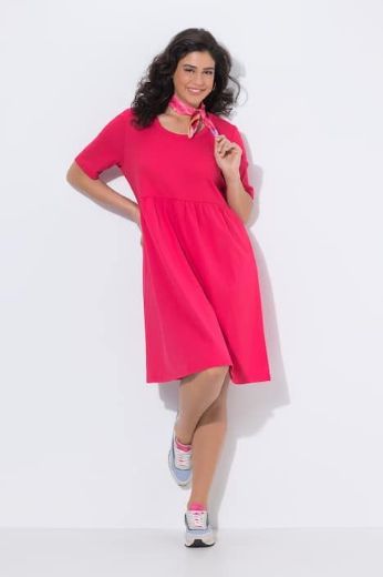 Plus size veliki brojevi Haljina kratkih rukava okruglog izreza za punije