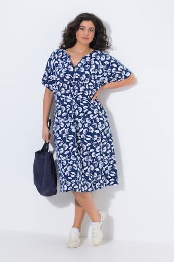 Plus size veliki brojevi Haljina midi kratkih rukava za punije